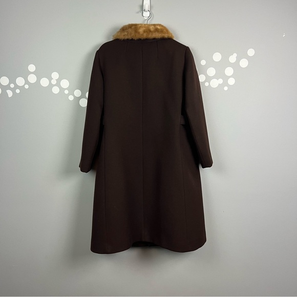 Vintage Stevens Forstmann Brown Coat Mink Fur Collar Union Made ILGWU 1950 1960 - Picture 9 of 13
